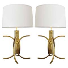 Pair of Brass "C" Lamps Pair of Brass "C" Lamps