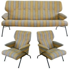 Italian Wing Sofa and Armchairs
