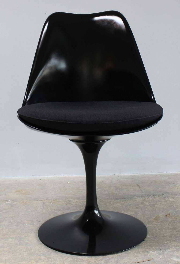 Classic Saarinen tulip chair in black with black upholstery. One more available.