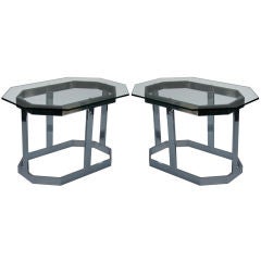 Pair Chrome End Tables