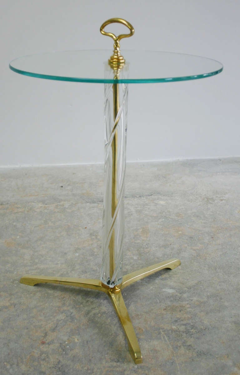 A gorgeous jewel of Murano glass side table with solid brass hardware.