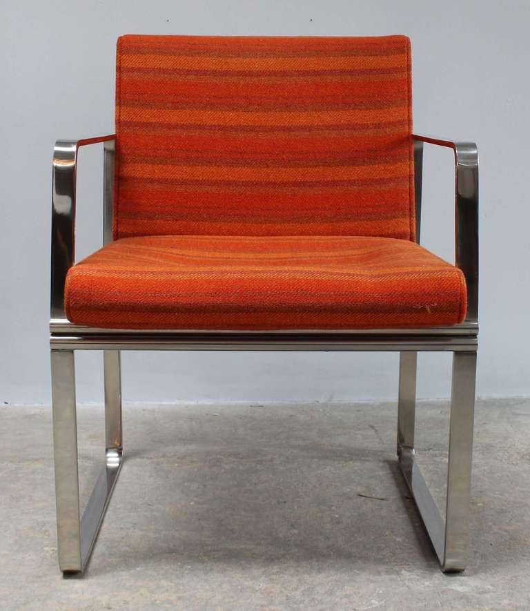Mid-Century Modern Pair of Knoll Chrome Chairs