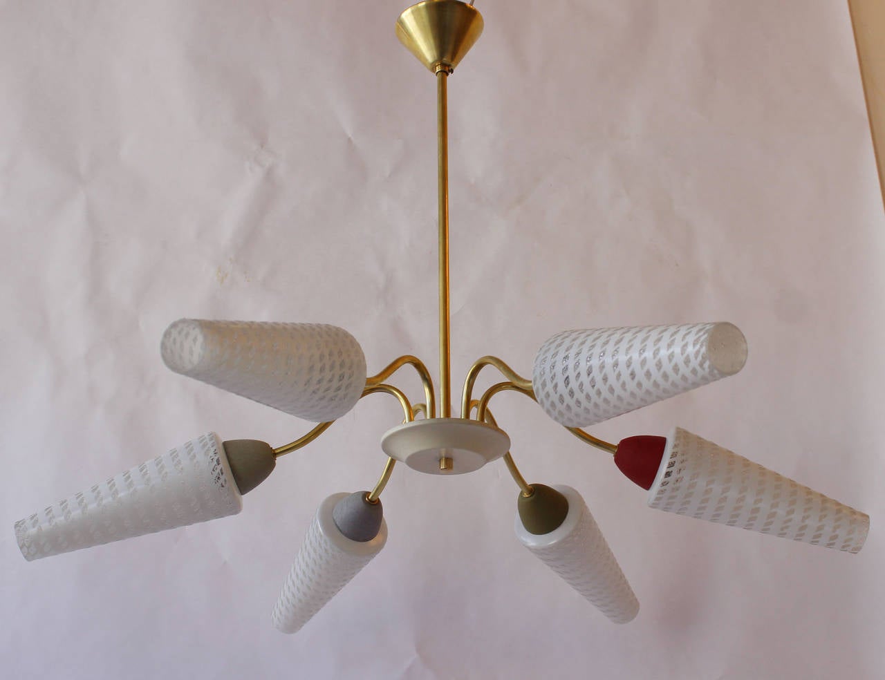 Mid-Century Modern Italian Six-Arm Chandelier For Sale