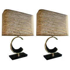 Pair Crescent Table Lamps
