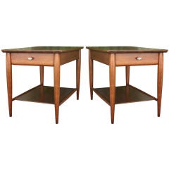 Vintage Pair American Walnut Side Tables