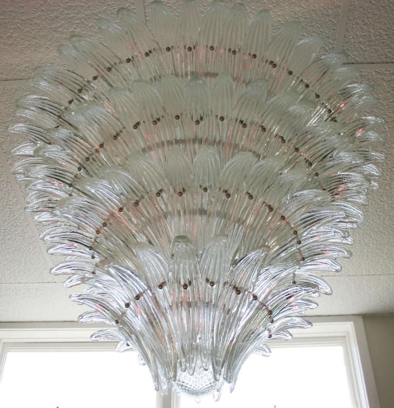 Italian Murano Palm Leaf Chandelier