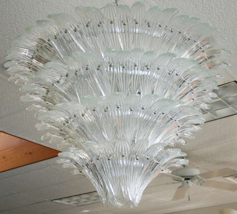 Mid-Century Modern Murano Palm Leaf Chandelier