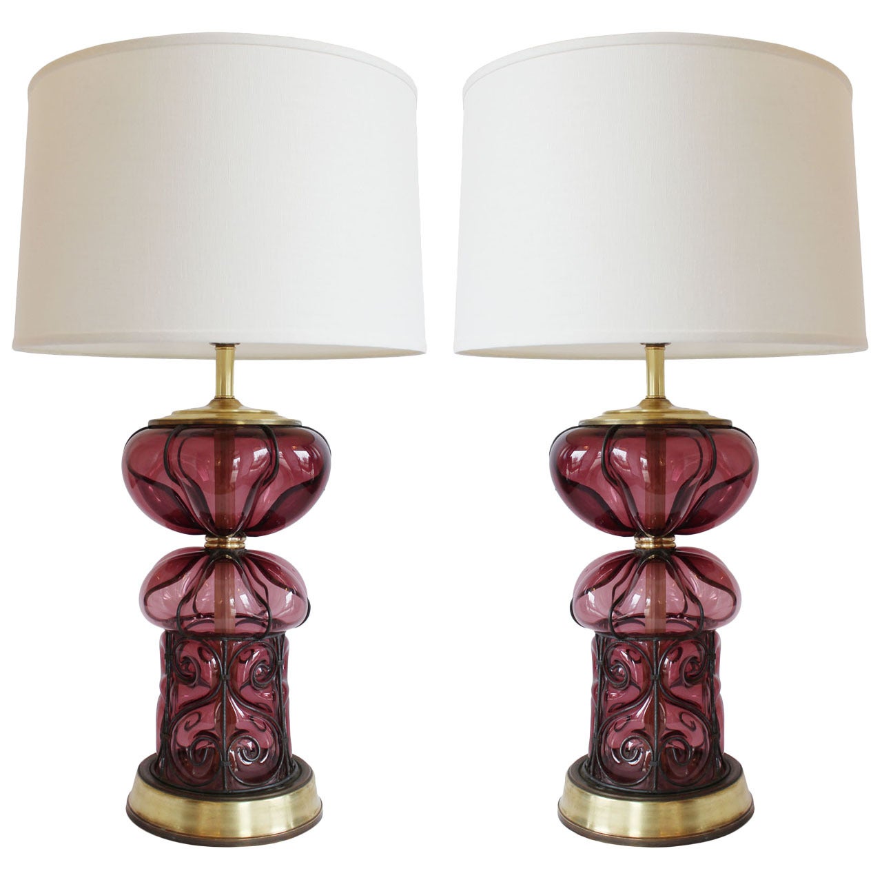 Pair of Italian Glass Lamps