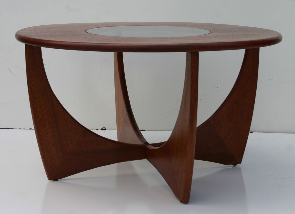 G Plan teak coffee or side table with glass center, attributed to Ib Kofod-Larsen.