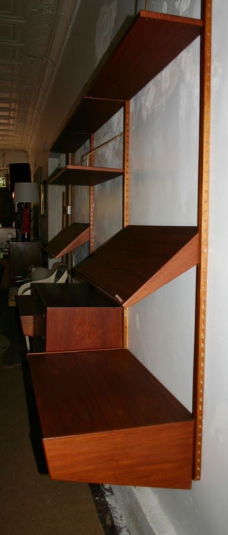Wood Danish Double Desk Wall Unit