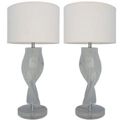 Pr Lucite Lamps