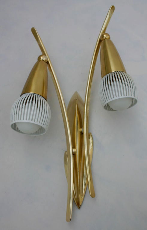 Charming pair brass Italian "bud" sconces.