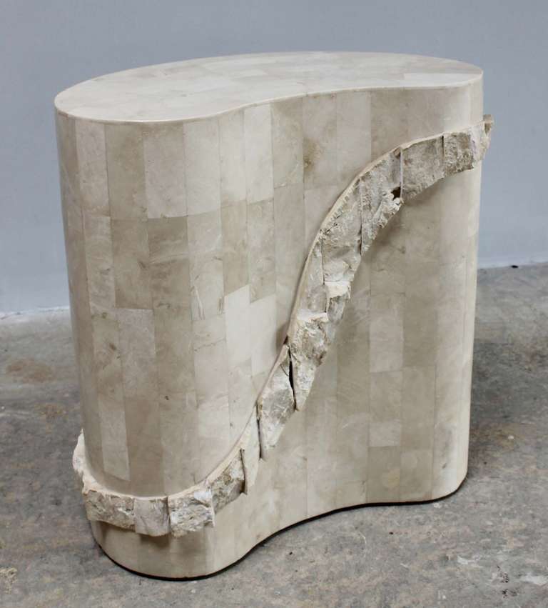 Pair Tesselated Marble Side Tables In Excellent Condition In Southampton, NY