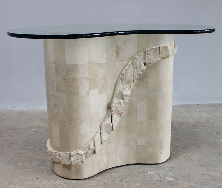 Mid-Century Modern Pair Tesselated Marble Side Tables