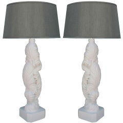 Vintage Pair Feather Lamps