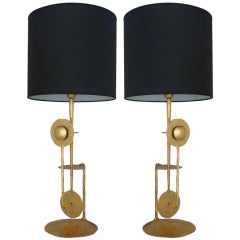 Pair Italian Gilt Metal Lamps