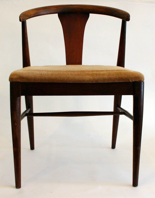 Pair Danish style walnut bentwood side chairs. Two armchairs also available