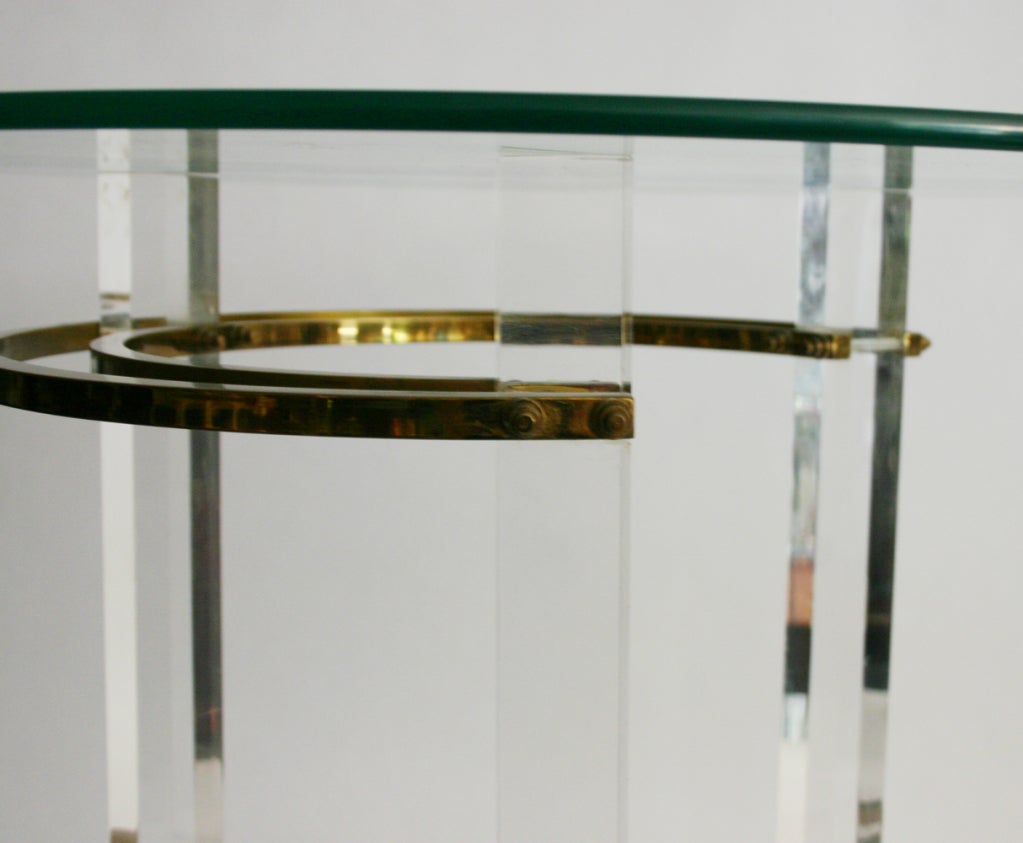 20th Century Pair Lucite and Brass End Tables