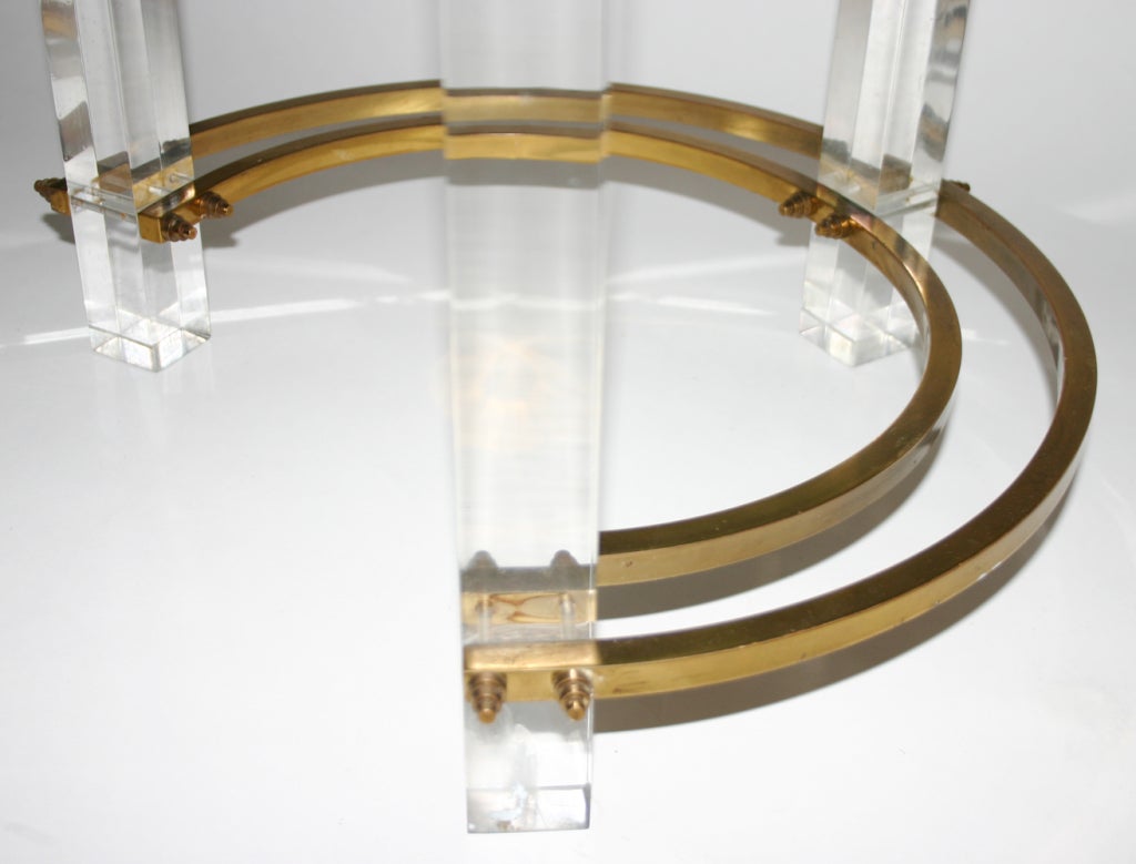 Pair Lucite and Brass End Tables 1