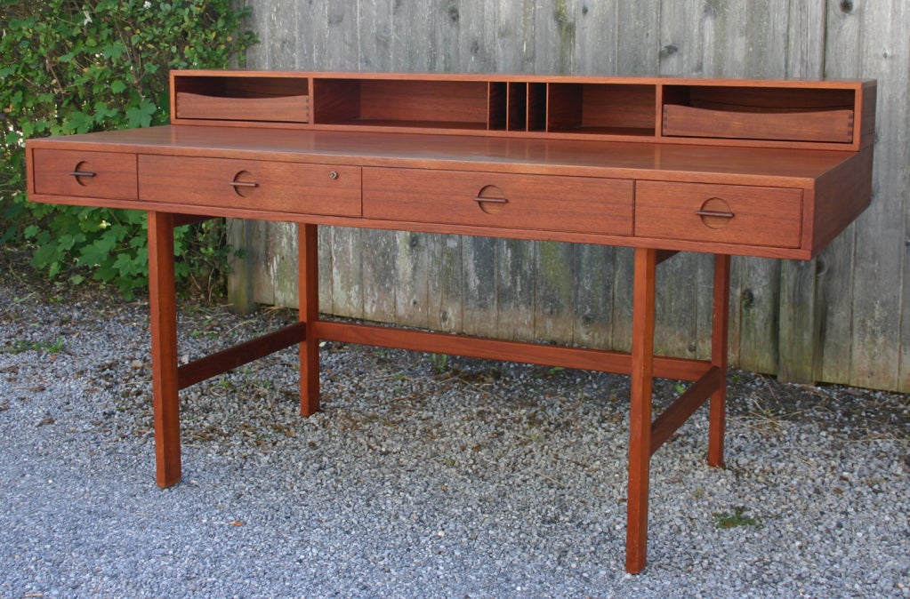 Danish modern teak flip-top drafting desk by Jens Quistgaard for Lovig.