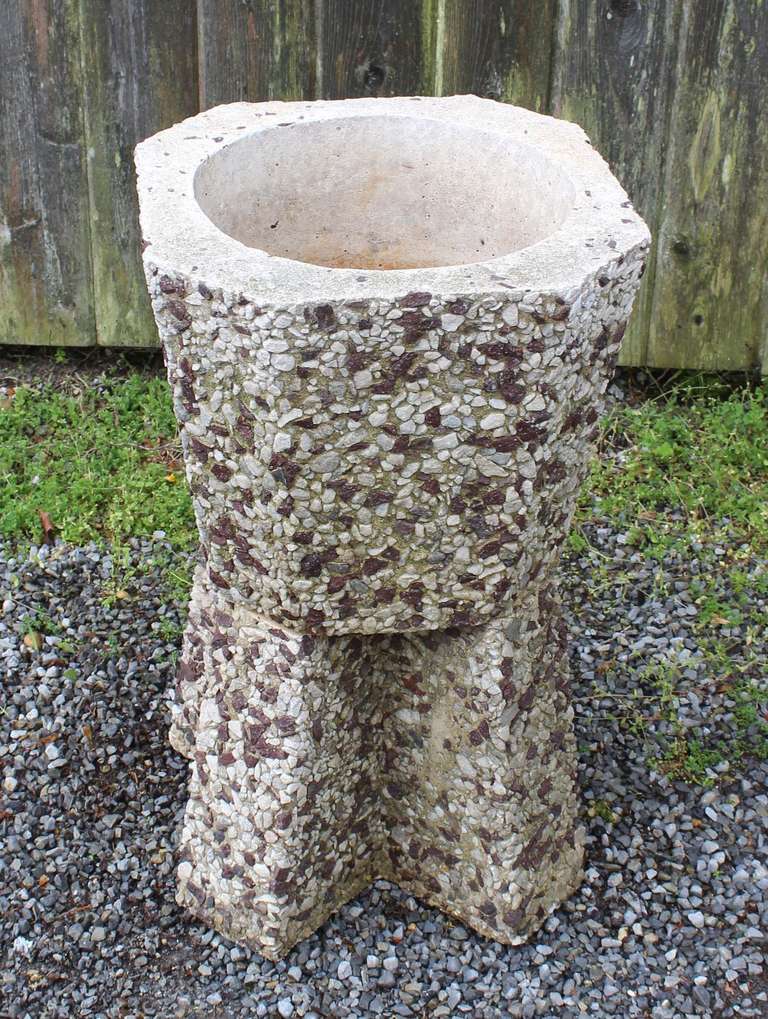 American Pair Stone Mosaic Planters For Sale