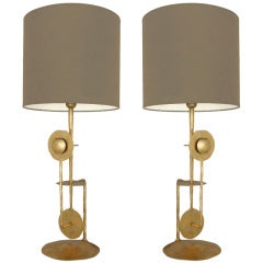 Pair Italian Gilt Metal Lamps