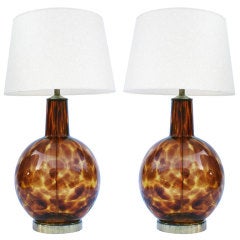 Pair Murano Tortoise Lamps