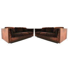 Vintage Pair Milo Baughman Cased Sofas