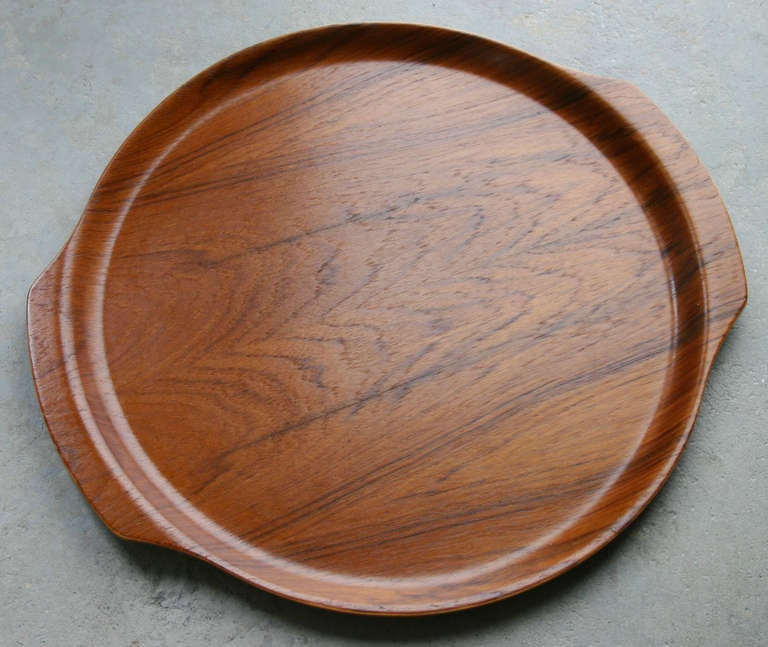 Teak recessed serving tray with handles from Johnson Brickman Sweden.