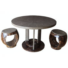 R & Y Augousti Shagreen Table and Stools