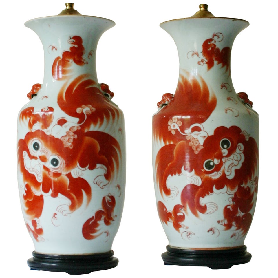 Pair Foo Dog Lamps