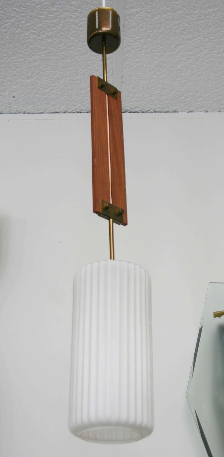 Italian Teak and Brass Pendant