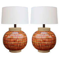 Pair Large Ceramic Lamps