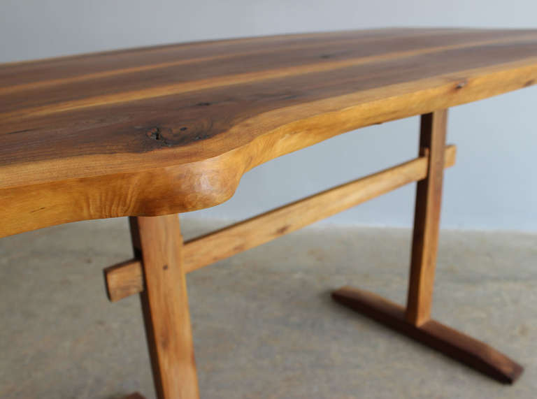 Walnut Trestle Table In Excellent Condition In Southampton, NY