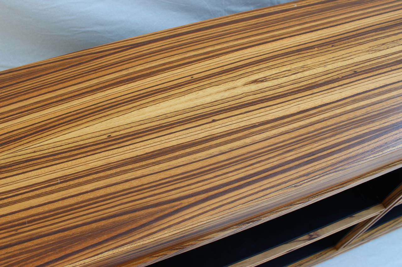 American Custom Zebrawood Bookcases For Sale