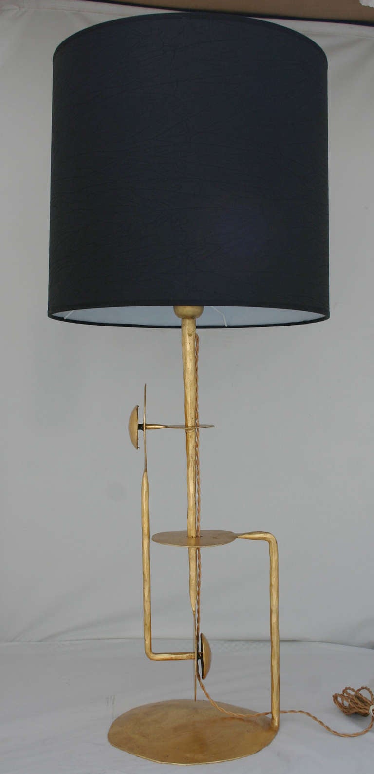 Mid-Century Modern Pair of Italian Gilt Metal Lamps