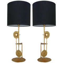 Pair of Italian Gilt Metal Lamps