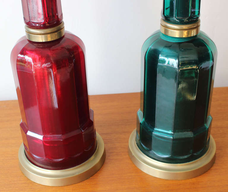 Italian Pair of Regency Glass Lamps