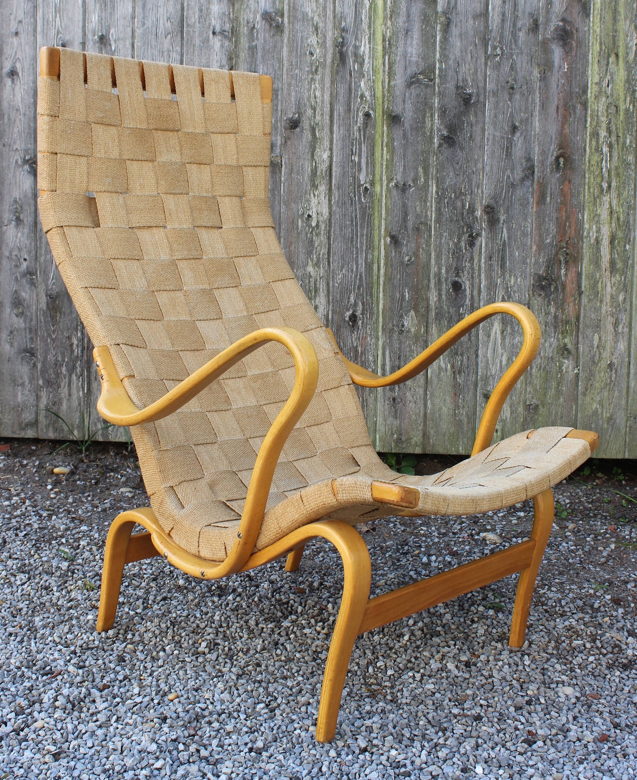 Classic, bentwood beech lounge chair with cotton webbing, originally designed 1934 by Bruno Mathsson (Sweden 1907 - 1988).