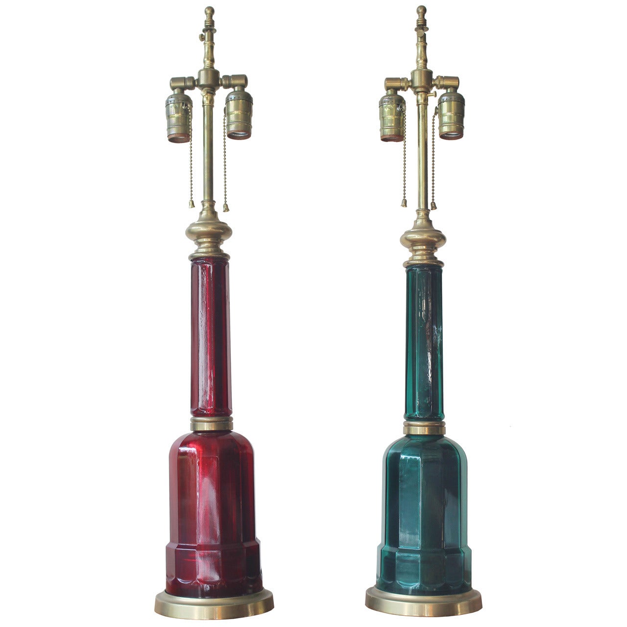 Pair of Regency Glass Lamps