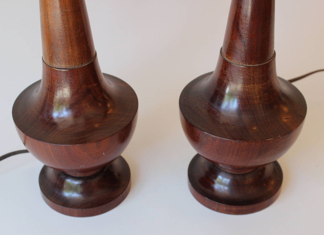 American Pair Solid Walnut Lamps