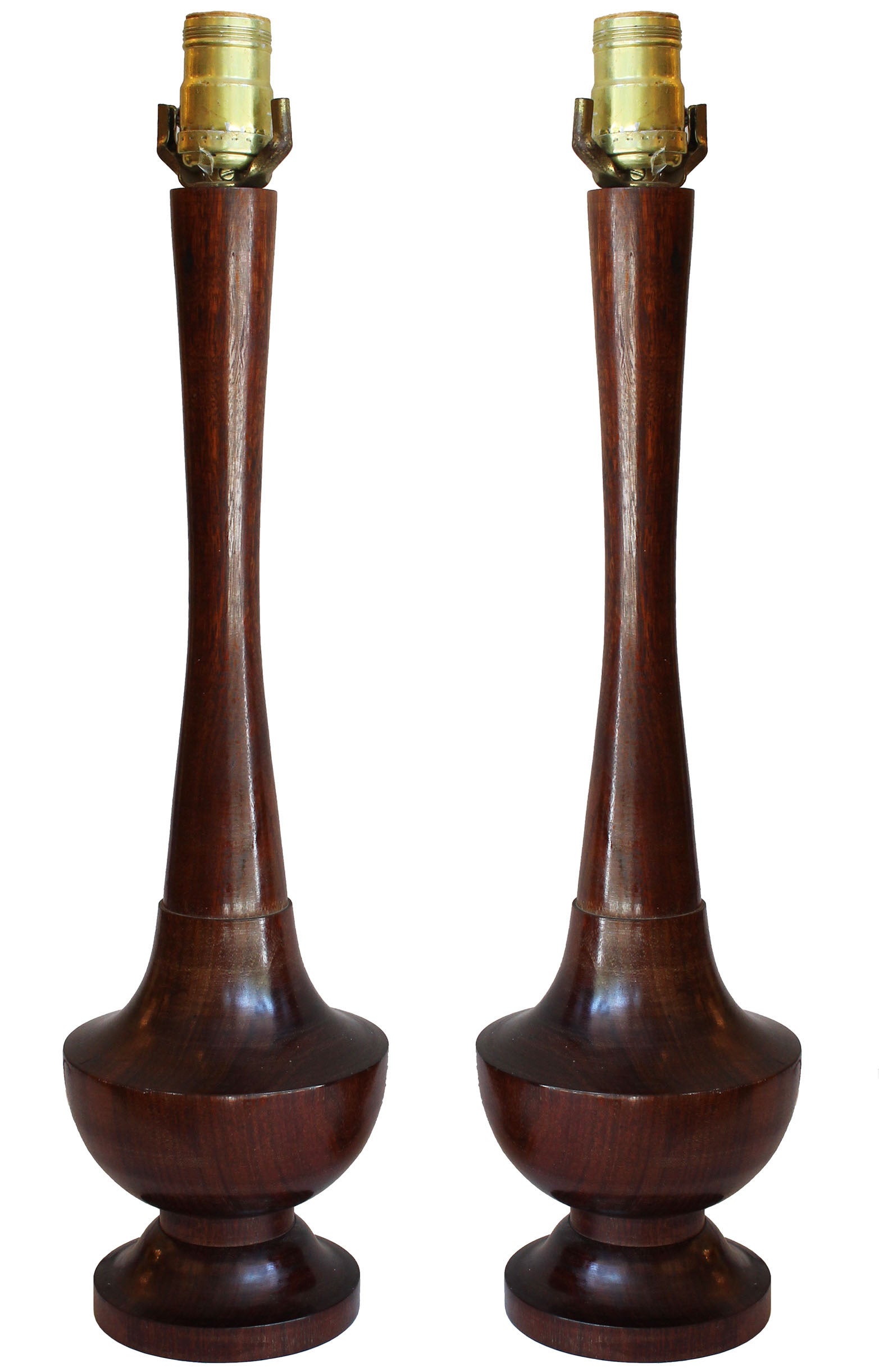 Pair Solid Walnut Lamps