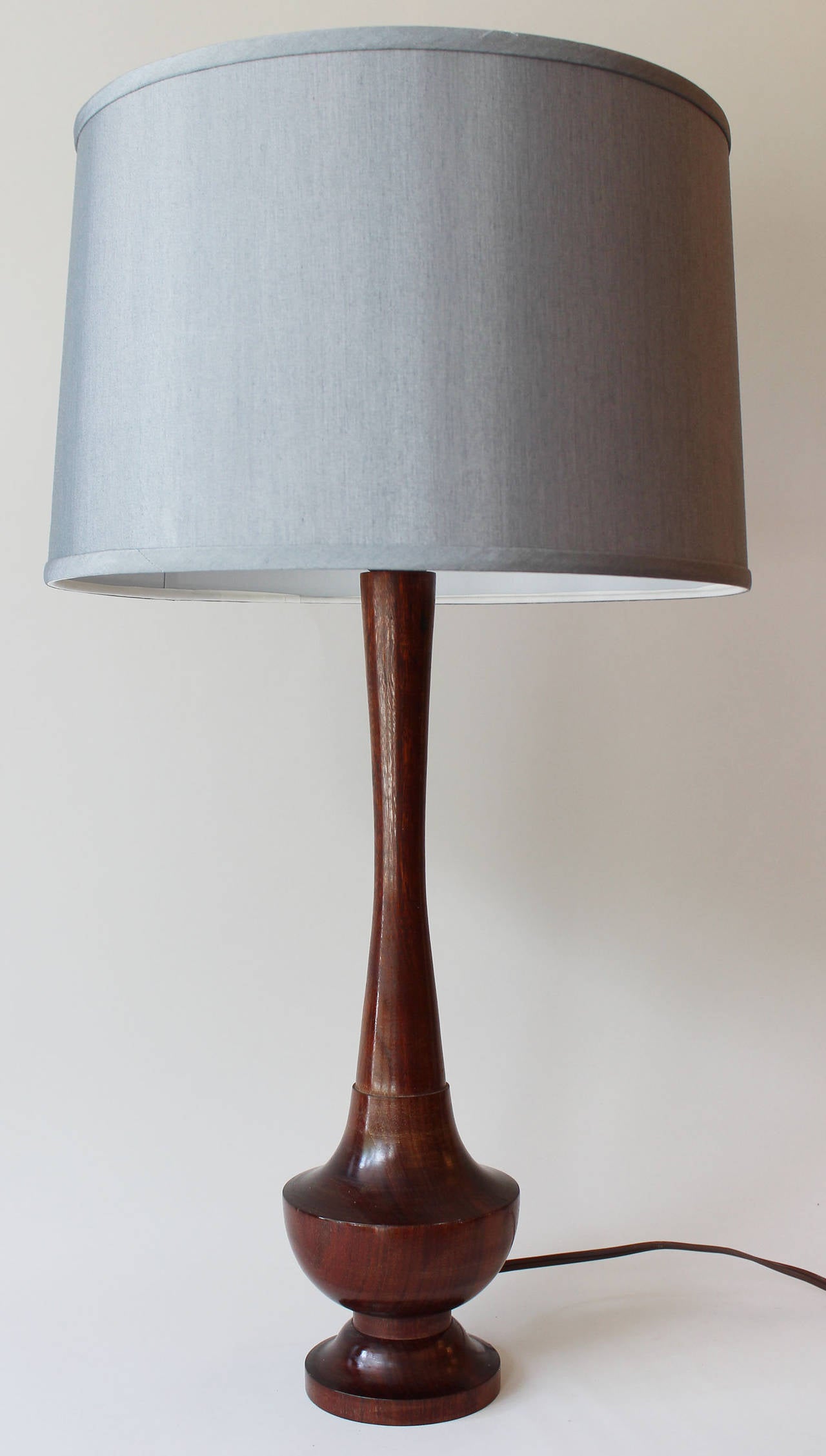 Mid-Century Modern Pair Solid Walnut Lamps