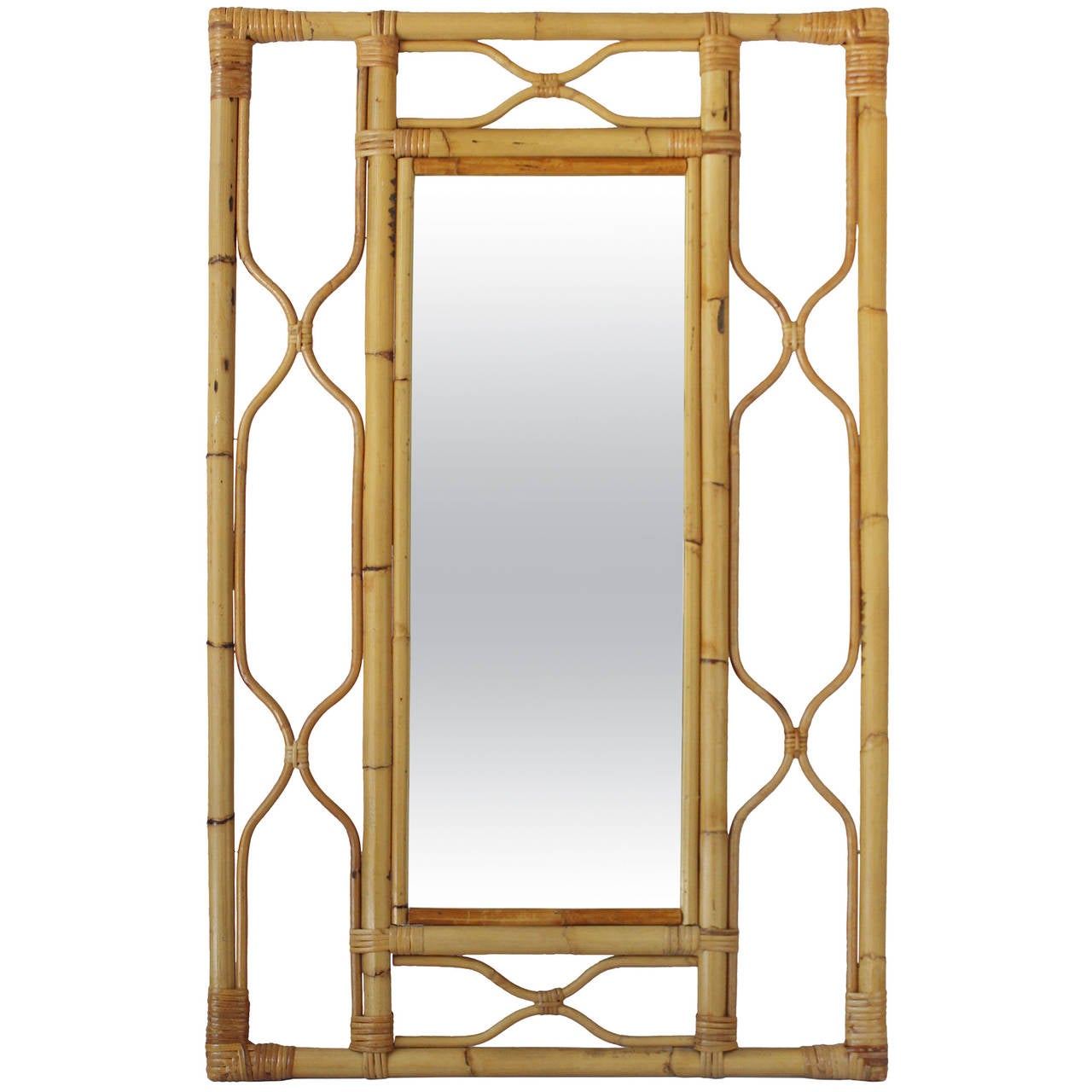 Bamboo Frame Mirror at 1stDibs