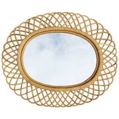 Franco Albini Style Rattan Mirror