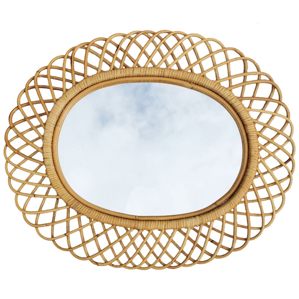 Franco Albini Style Rattan Mirror