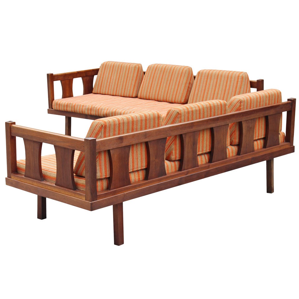 Walnut Two-Piece Sofa