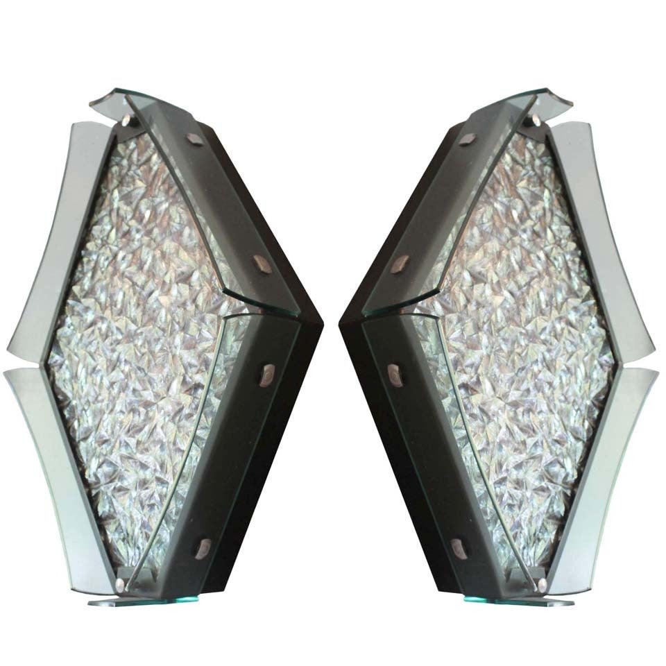 Pair Italian Diamond Sconces For Sale