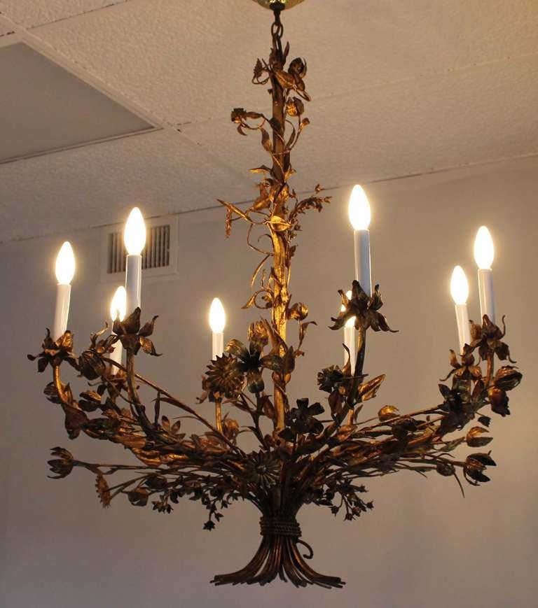 Italian Tole Chandelier In Excellent Condition In Southampton, NY
