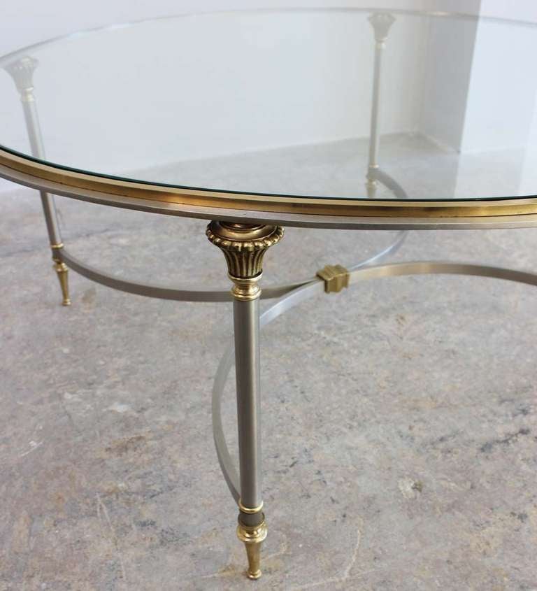 Regency Dual Metal Coffee Table In Excellent Condition For Sale In Southampton, NY